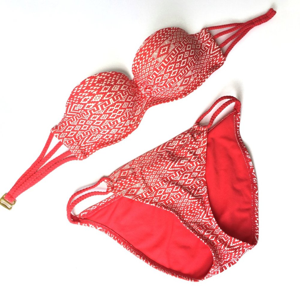Xhilaration Pink White Aztec bikini (XS top & M)